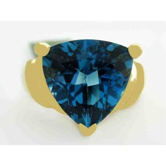 Genuine 5.85 Cts Blue Topaz Ring 14K Yellow Gold